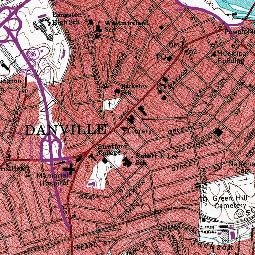 Topographic Map of Danville Museum of Fine Arts and History, VA
