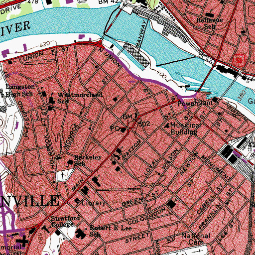 Topographic Map of Courthouse Danville Post Office, VA