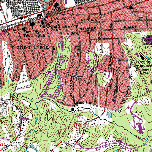 Topographic Map of Druid Hills, VA