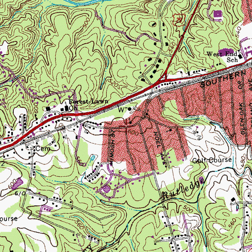 Topographic Map of Edgewood, VA