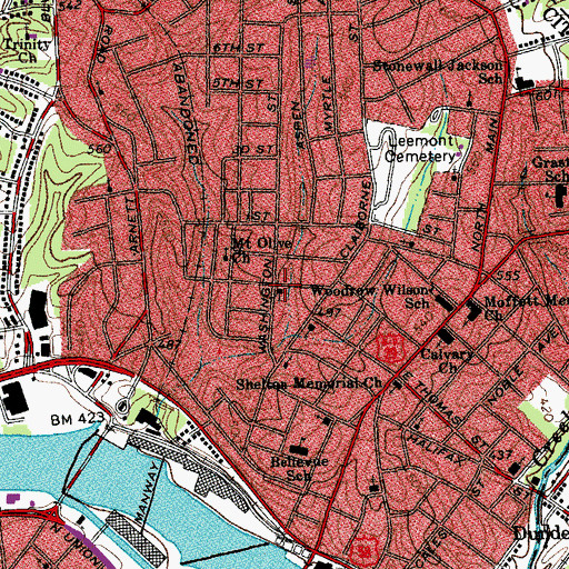 Topographic Map of First Baptist Church, VA