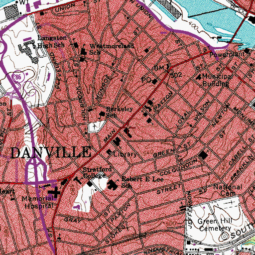 Topographic Map of First Baptist Church, VA