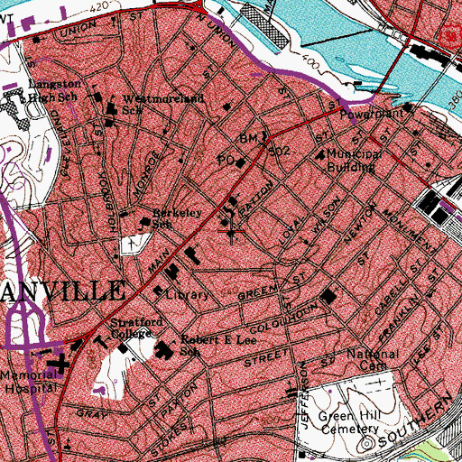 Topographic Map of First Christian Church, VA