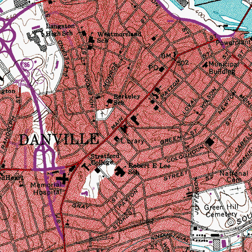 Topographic Map of First Presbyterian Church, VA
