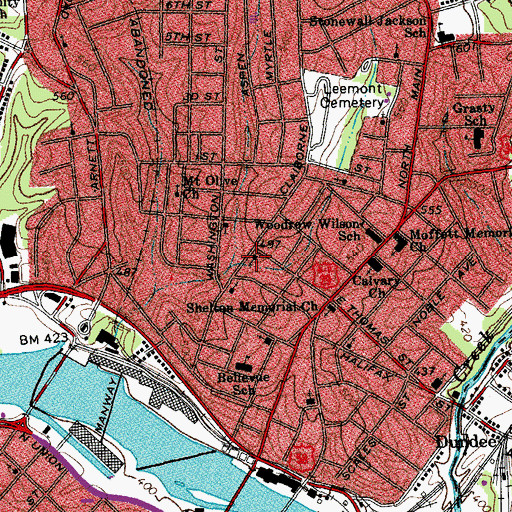 Topographic Map of Grace Methodist Church, VA