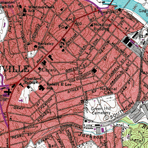 Topographic Map of Green Street Park, VA