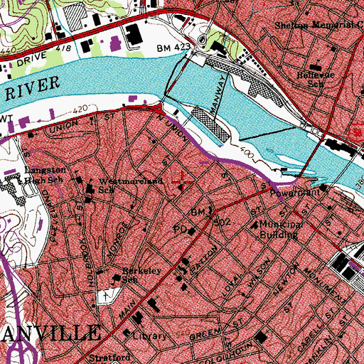Topographic Map of High Street Baptist Church, VA