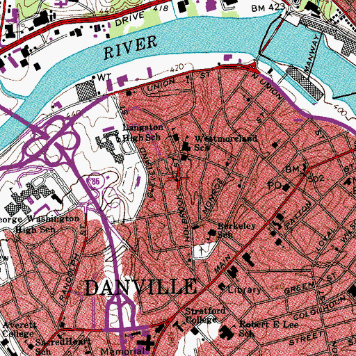 Topographic Map of Holbrook Street Presbyterian Church, VA