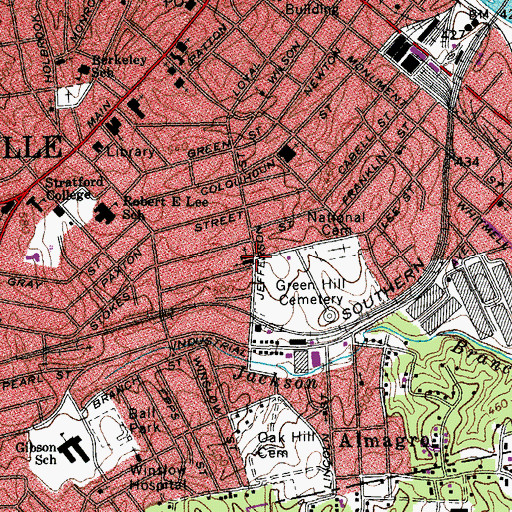 Topographic Map of Lee Street Baptist Church, VA