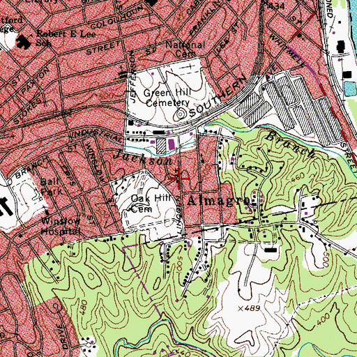 Topographic Map of Liberty Hill Baptist Church, VA