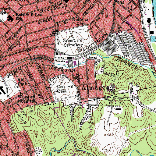 Topographic Map of Liberty Hill Baptist Church, VA