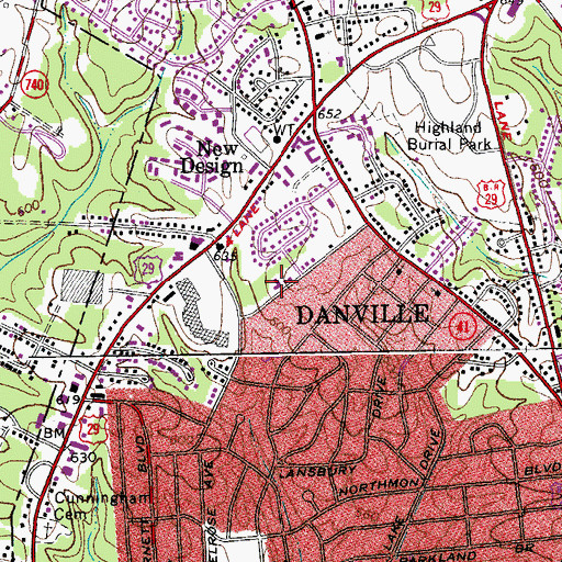 Topographic Map of Nor-Dan Church of Christ, VA