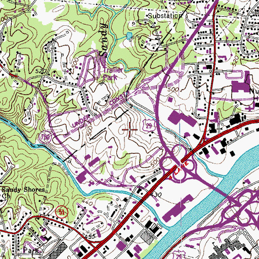 Topographic Map of Piedmont Mall Shopping Center, VA