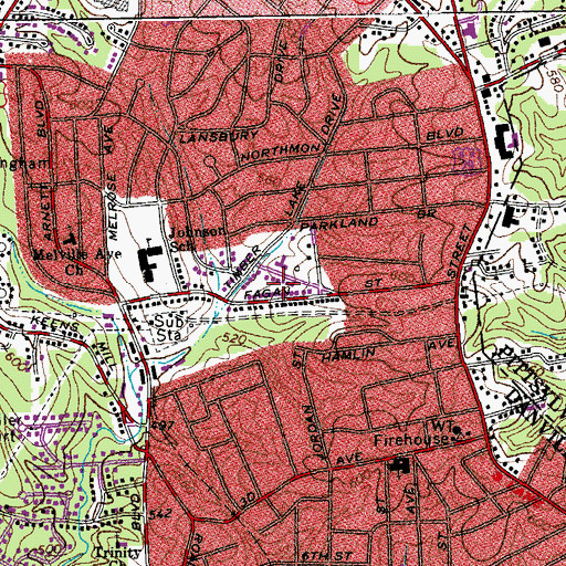 Topographic Map of Pine Crest, VA