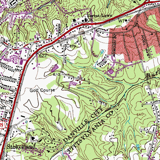 Topographic Map of Rutledge Creek Park, VA