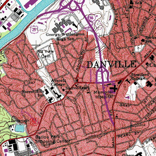 Topographic Map of Sacred Heart Roman Catholic Church, VA