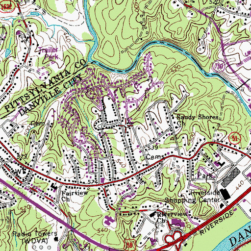 Topographic Map of Sandy Shores, VA