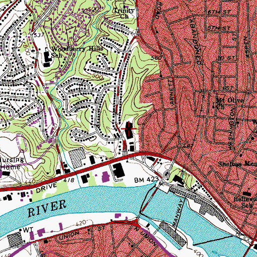 Topographic Map of Sherwood Shopping Center, VA