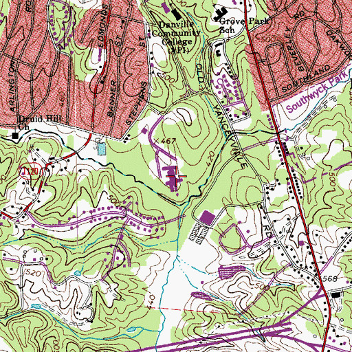 Topographic Map of Southern Virginia Mental Health Institute, VA