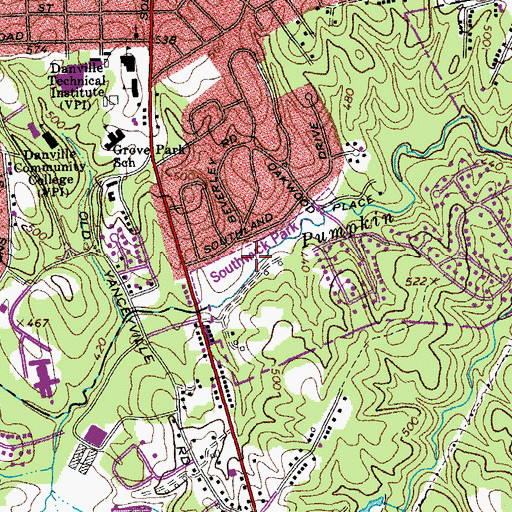 Topographic Map of Southwick Park, VA