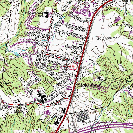 Topographic Map of Stokesland Baptist Church, VA
