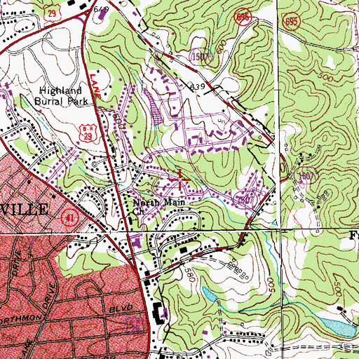 Topographic Map of Swain Acres, VA