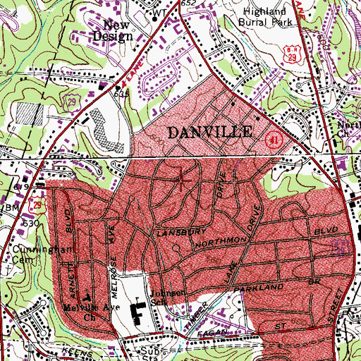 Topographic Map of Temple Terrace, VA
