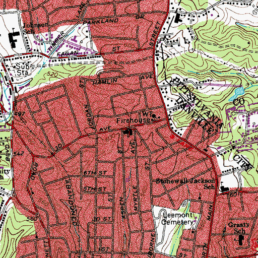 Topographic Map of Third Avenue Congregational Christian Church, VA
