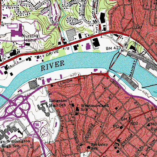 Topographic Map of Union Street Missionary Baptist Church, VA