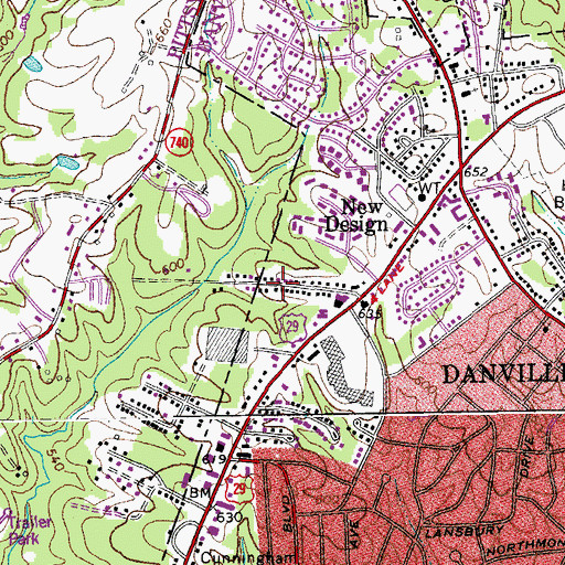 Topographic Map of Virginia Hills, VA