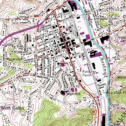 Topographic Map of Galax Elementary School, VA