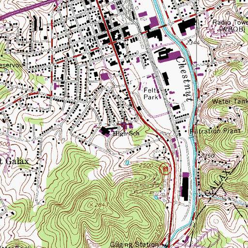 Topographic Map of Galax Middle School, VA