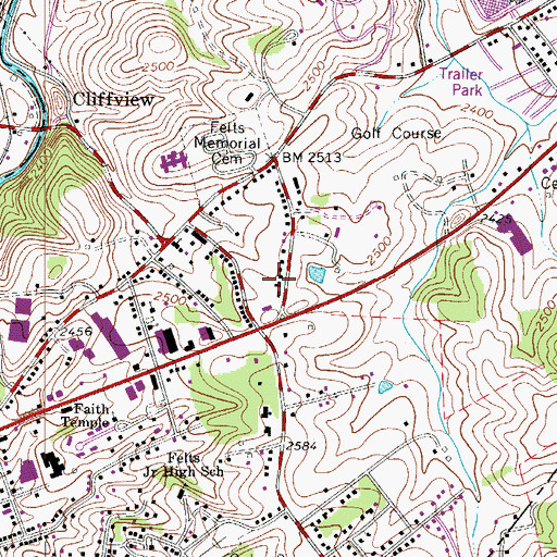 Topographic Map of Oak Hill School (historical), VA