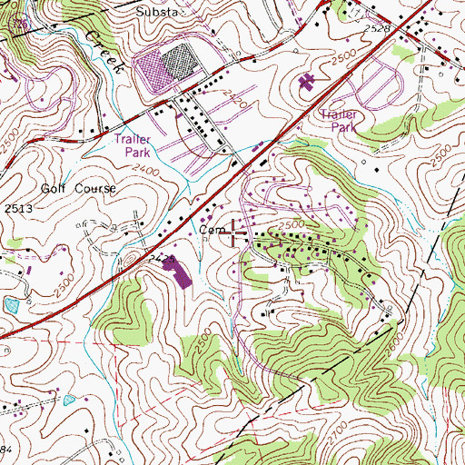 Topographic Map of Painter Cemetery, VA