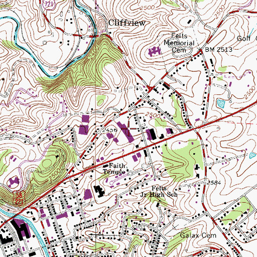 Topographic Map of Twin County Plaza Shopping Center, VA