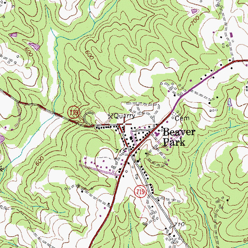 Topographic Map of Beaver School (historical), VA