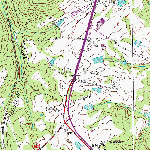 Topographic Map of Cartersville, VA