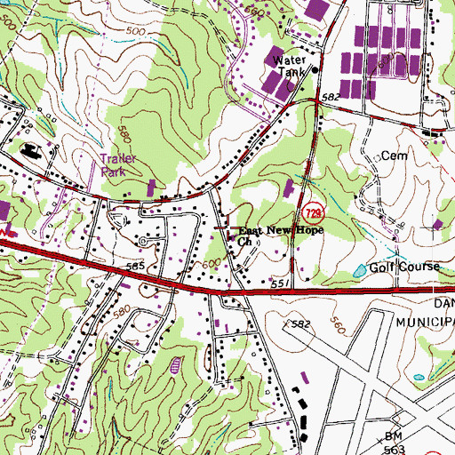 Topographic Map of East New Hope School (historical), VA