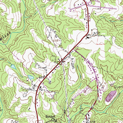 Topographic Map of Evans Store (historical), VA