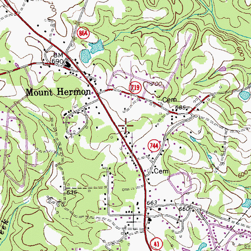 Topographic Map of Mount Hermon School (historical), VA