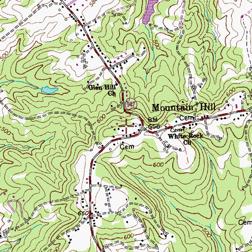 Topographic Map of Mountain Hill, VA