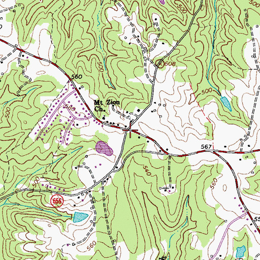 Topographic Map of Taylorville School (historical), VA