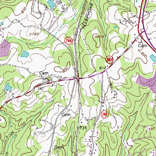 Topographic Map of Whiteoak (historical), VA