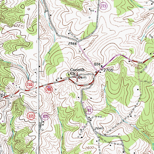 Topographic Map of Alford Cemetery, VA