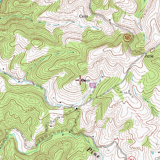 Topographic Map of Alfred Marshall Cemetery, VA