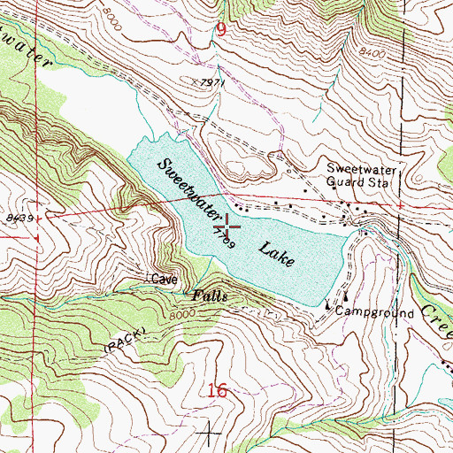 Topographic Map of Sweetwater Lake, CO