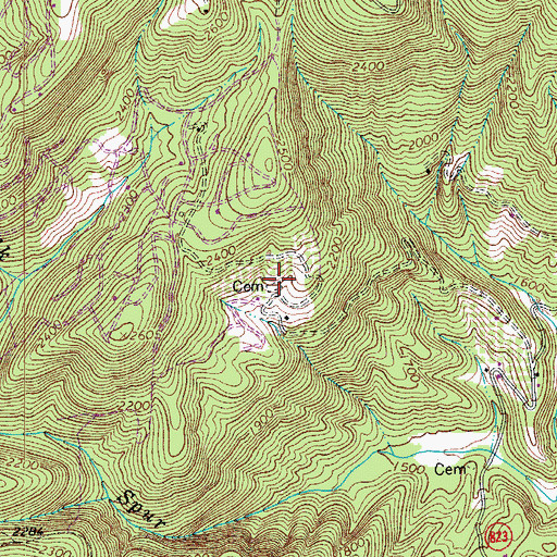 Topographic Map of Ayers Cemetery, VA