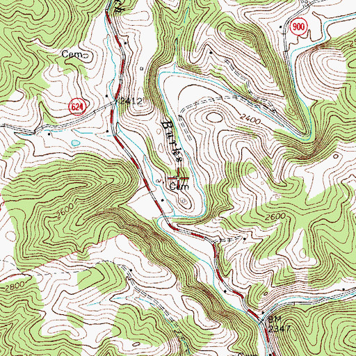 Topographic Map of Barber Cemetery, VA
