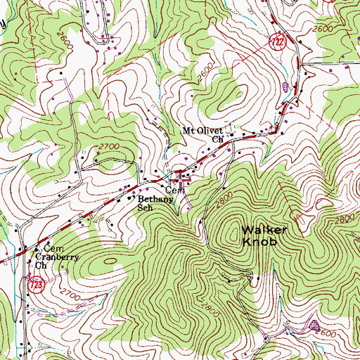 Topographic Map of Bethany Cemetery, VA