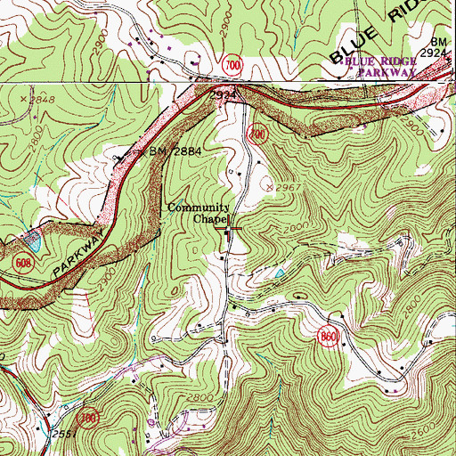 Topographic Map of Blue Ridge School (historical), VA